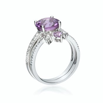 Gin & Grace 14K White Gold Natural Pink Amethyst, Light Pink
Amethyst & Real Diamond (I1,) Ring
