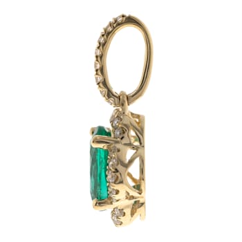Gin and Grace 14K Yellow Gold Natural Zambian Emerald Pendant with Real Diamonds
