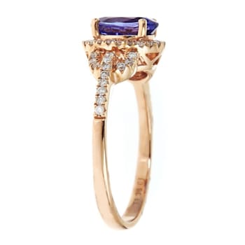 Gin & Grace 14K Rose Gold Blue Tanzanite and Diamond Ring