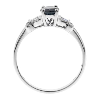 Gin and Grace 10K White Gold Natural Blue Sapphire Ring with Real Diamonds