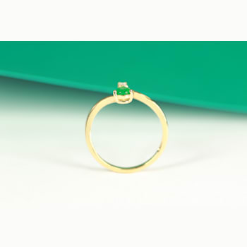 Gin and Grace 14K Yellow Gold Zambian Emerald Ring with Diamonds