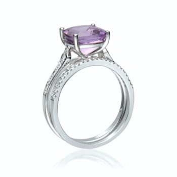 Gin & Grace 14K White Gold Natural Light Pink Amethyst Diamond (I1) Ring