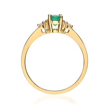 Gin and Grace 14K Yellow Gold Zambian Emerald Ring with Diamonds