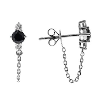 Gin & Grace 14K White Gold Genuine Blue Sapphire and Diamond Earring
