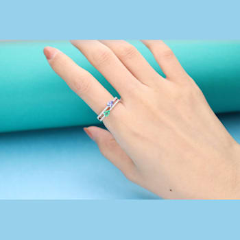 Gin and Grace 18K White Gold Natural Zambian Emerald & Tanzanite
Ring with Real Diamonds