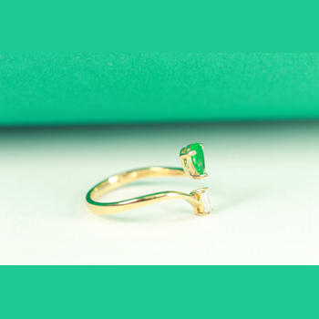 Gin and Grace 14K Yellow Gold Zambian Emerald Ring with Diamonds