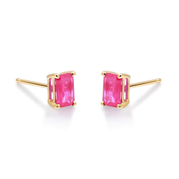 Gin & Grace 14K Yellow Gold Stud Earring with Genuine Ruby