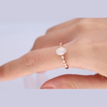 Gin & Grace 14K Rose Gold Opal Ring with Diamond (I1)