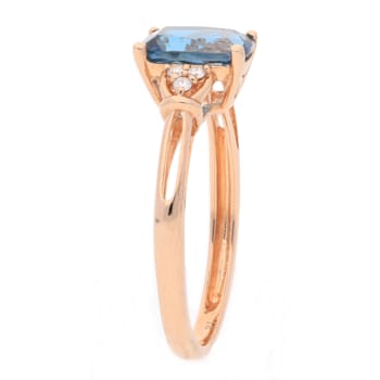 Gin & Grace 10K Rose Gold Real Diamond Anniversary Ring (I1) with
Natural London Blue Topaz