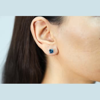 Gin & Grace 14K White Gold Stud Earring with London Blue Topaz