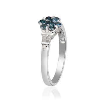 Gin & Grace 10K White Gold Blue Sapphire and Diamond Ring (I1)