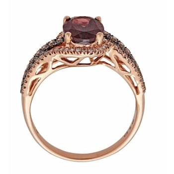 Gin and Grace 10K Rose Gold Natural Rhodolite Ring with Real Diamonds