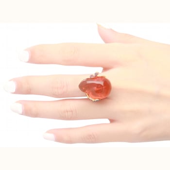 Gin & Grace 18K Yellow Gold Real Diamond Engagement Ring (I1) with
Natural Mexican Fire Opal
