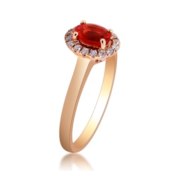 Gin & Grace 14K Rose Gold Real Diamond Anniversary Ring (I1) with
Natural Fire Opal