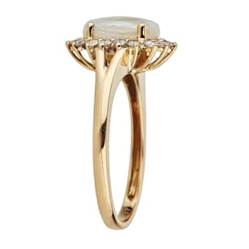 Gin & Grace 14K Yellow Gold Real Diamond Ring (I1) with Natural
Australian Opal