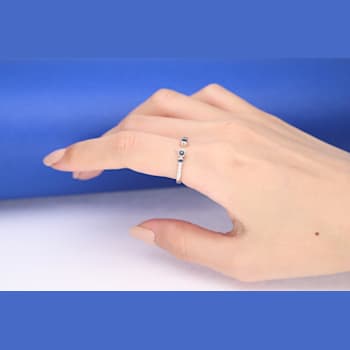 Gin & Grace 18K White Gold Real Diamond Ring (I1) with Natural Blue Sapphire