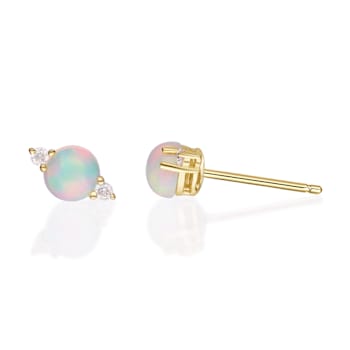 Gin & Grace 10K Yellow Gold Genuine Ethiopian Opal and Real Diamond
(I1) Earring