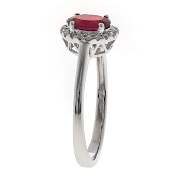 Gin and Grace 10K White Gold Ruby Ring with Diamonds