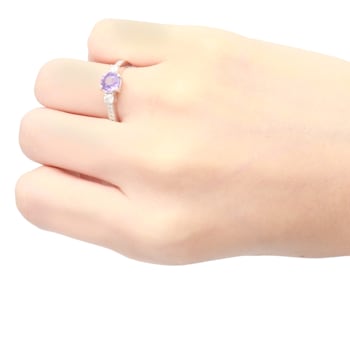 Gin & Grace Platinum 950 Diamond Ring with Purple Sapphire