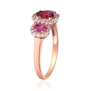 Gin & Grace 10K Rose Gold Real Diamond Ring (I1) with Raspberry
color Natural Rubellite