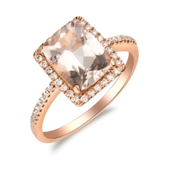 Gin & Grace 10K Rose Gold Real Diamond Anniversary Wedding Ring (I1)
with Genuine Morganite