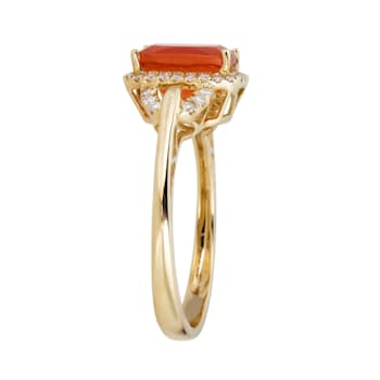 Gin & Grace 10K Yellow Gold Natural Fire Opal & Real Diamond
(I1) Statement Ring