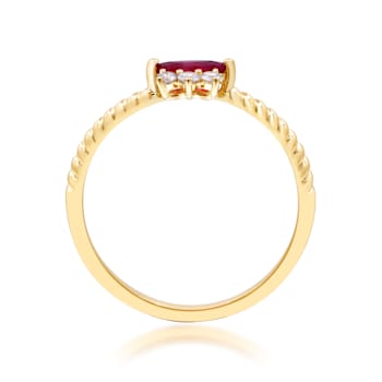 Gin and Grace 14K Yellow Gold Natural Ruby Ring with Real Diamonds