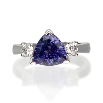 Gin & Grace 14k White Gold Genuine Tanzanite With Natural Diamond
(I1) Statement Ring