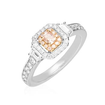 Gin & Grace 18K White Gold Real Diamond Ring (I1) with Natural Fancy
Pink Diamond GIA Certified