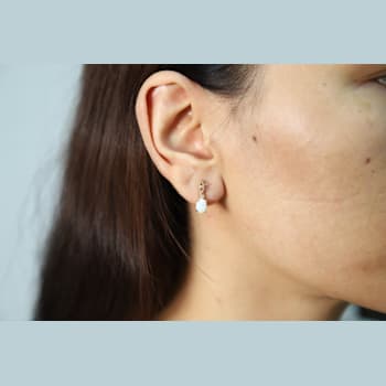 Gin & Grace 10K Yellow Gold Real Diamond(I1) Stud Earring with
Natural Opal