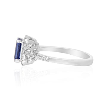 Gin & Grace 14k White Gold Tanzanite with Diamond Ring
