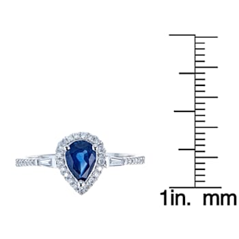 Gin & Grace 18K White Gold Diamond Ring with Blue Sapphire