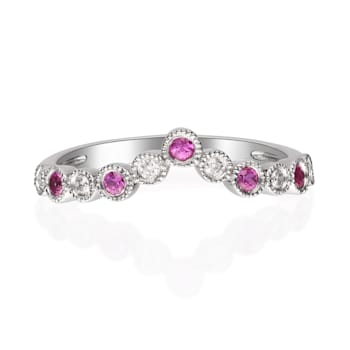 Gin & Grace 14K White Gold Real Diamond Ring (I1) with Genuine Hot
Pink Ruby