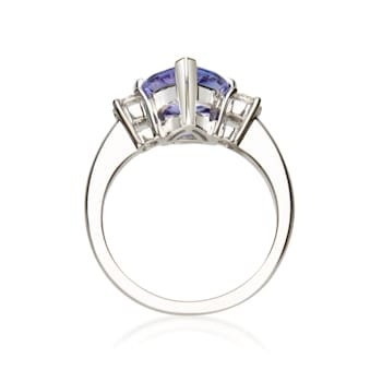 Gin & Grace 14k White Gold Genuine Tanzanite With Natural Diamond
(I1) Statement Ring