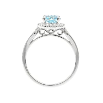 Gin & Grace 14K White Gold Aquamarine with Diamond Ring