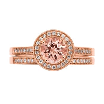 Gin & Grace 14K Rose Gold Real Diamond Engagement Promise Ring (I1)
with Genuine Morganite