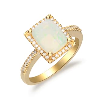 Gin & Grace 14K Yellow Gold Natural Opal & Diamond Engagment
Band Style Ring
