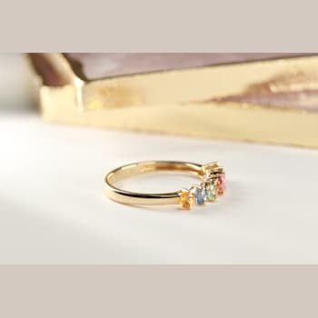 Gin & Grace 14K Yellow Gold Ring (I1) with Natural Multi Sapphire