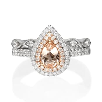 Gin & Grace 14K Two-Tone Gold Real Diamond Engagement Wedding Ring
(I1) with Genuine Morganite