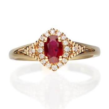 Gin & Grace 10K Yellow Gold Ruby With Diamond Ring