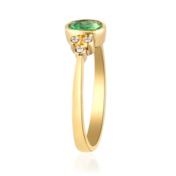 Gin & Grace 10K Yellow Gold Natural Zambian Emerald Ring with Real Diamonds