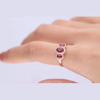 Gin & Grace 10K Rose Gold Real Diamond Ring (I1) with Raspberry
color Natural Rubellite