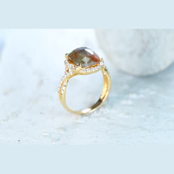 Gin & Grace 18K Yellow Gold Natural Brown and White Diamonds Ring
