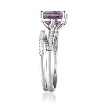 Gin & Grace 14K White Gold Natural Light Pink Amethyst Diamond (I1) Ring