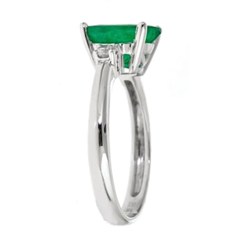 Gin & Grace 14K White Gold Emerald & Diamond Ring