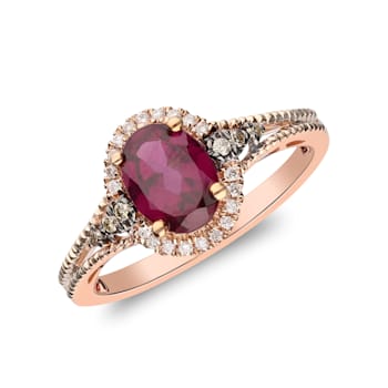 Gin & Grace 10K Rose Gold Raspberry color Natural Rhodolite Garnet
& Real Diamond (I1)