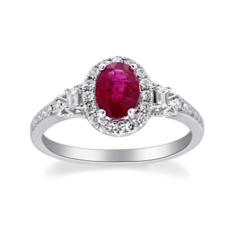 Gin and Grace 14K White Gold Ruby Ring with Diamonds