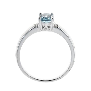 Gin & Grace 925 Sterling Silver Aquamarine with Diamond (I1) Ring