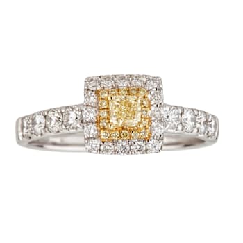 Gin & Grace 18K Triple Tone Gold Real Diamond Ring (I1) with Natural
Yellow Diamond