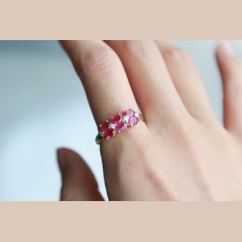 Gin & Grace 14K Yellow Gold Real Diamond Anniversary Engagement Ring
(I1) with Genuine Ruby
